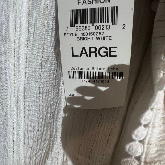 Inc Womens Open Front Cardigan Sweater Women's Sz L Metallic White Tie Waist NEW - Picture 4 of 5